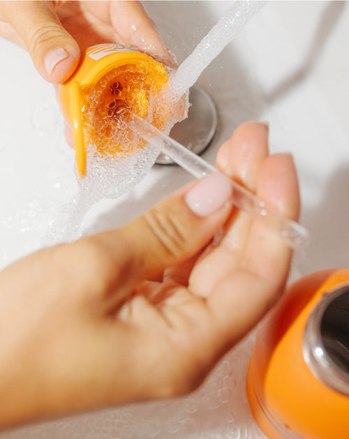Toddler Bottle Steel parts, hand-washed under running water.